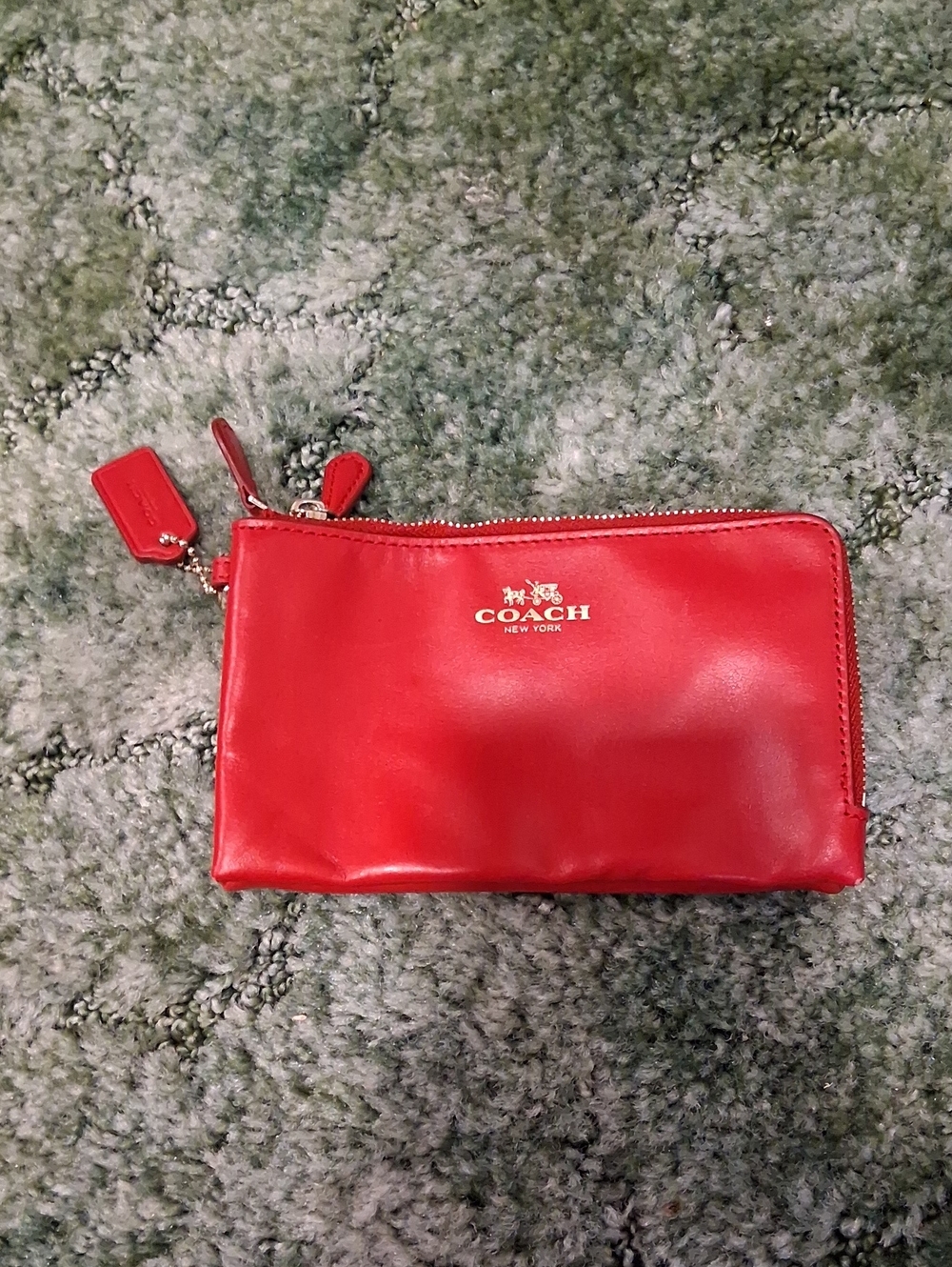 Coach Red Leather Zip Pouch